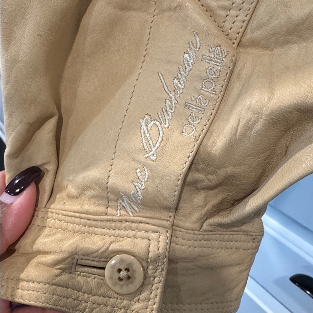 Vintage Marc Buchanan Pelle Pelle Tan 100% Leather Bomber Jckt Sz 56/46 U.S.XXL - Picture 14 of 15
